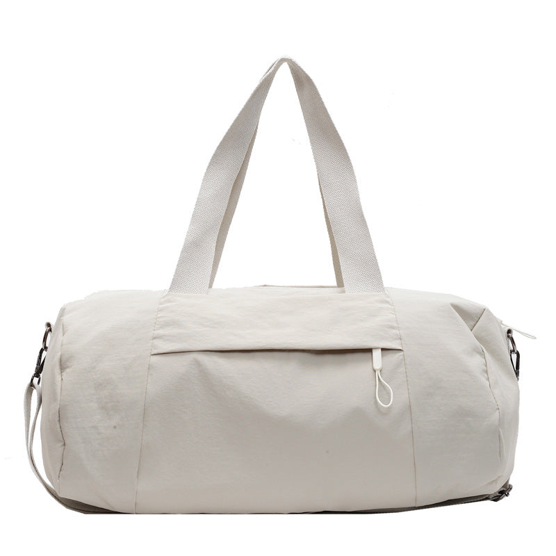 NNEDSZ Beige Candy-Colored Women's Gym Duffel Bag - Large Capacity Cylindrical Travel Tote with Handles