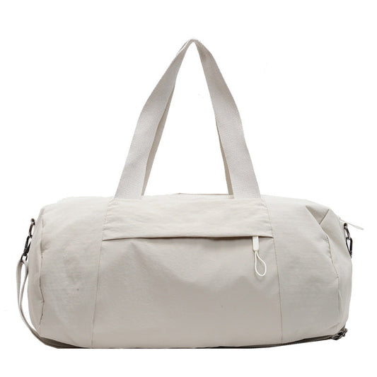 NNEDSZ Beige Candy-Colored Women's Gym Duffel Bag - Large Capacity Cylindrical Travel Tote with Handles