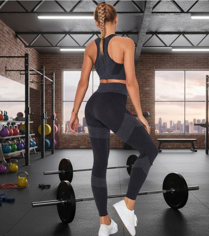 Seamless Yoga Fitness Set Women Sportswear Tank Bra Crop Top Leggings Pants Workout Clothes Gym Clothing 2 Piece Yoga Tracksuit