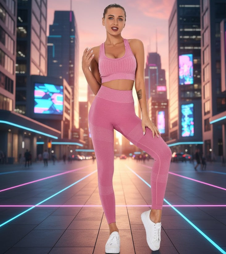 Seamless Yoga Fitness Set Women Sportswear Tank Bra Crop Top Leggings Pants Workout Clothes Gym Clothing 2 Piece Yoga Tracksuit